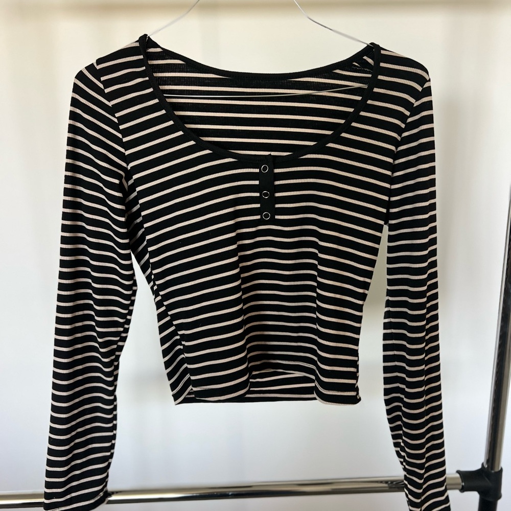 Striped Black and White Women's Top